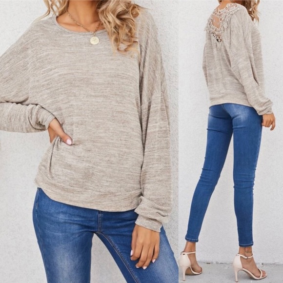 Sweaters - 🔥LAST ONE🔥Lace Detailed Khaki Pullover